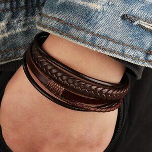 Mens Bracelet , Premium Handcrafted Leather Cord, Bohemian Trendy & Masculine